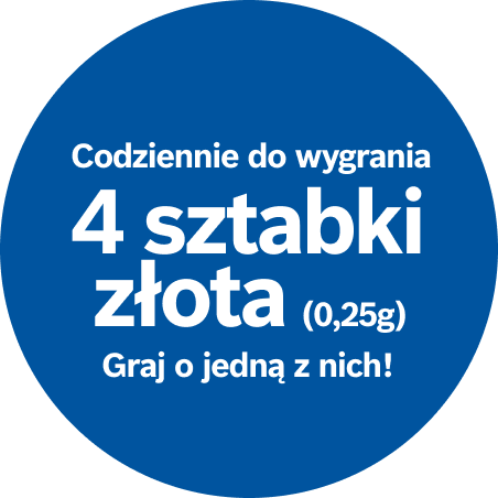 Codziennie do wygrania 3 sztabki złota (0,25g). Graj o jedną z nich!